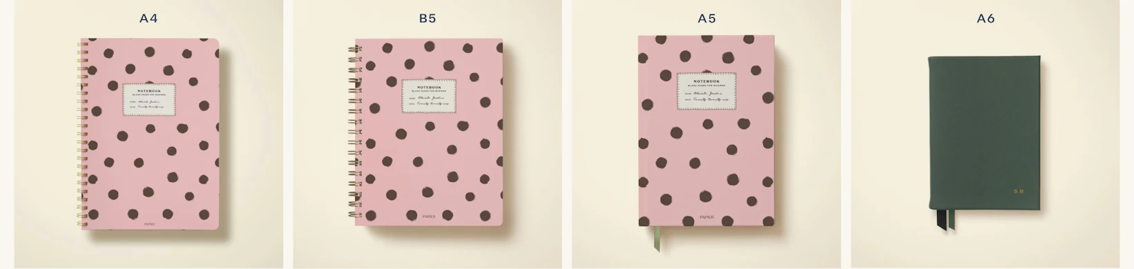 Papier notebooks sizes