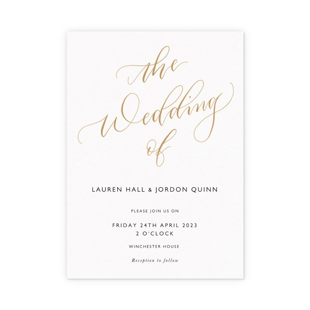 The Wedding Of Calligraphy Gold
