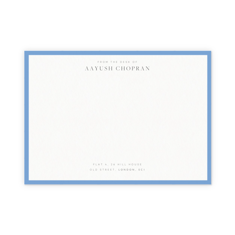 cornflower blue border wedding invitation papier