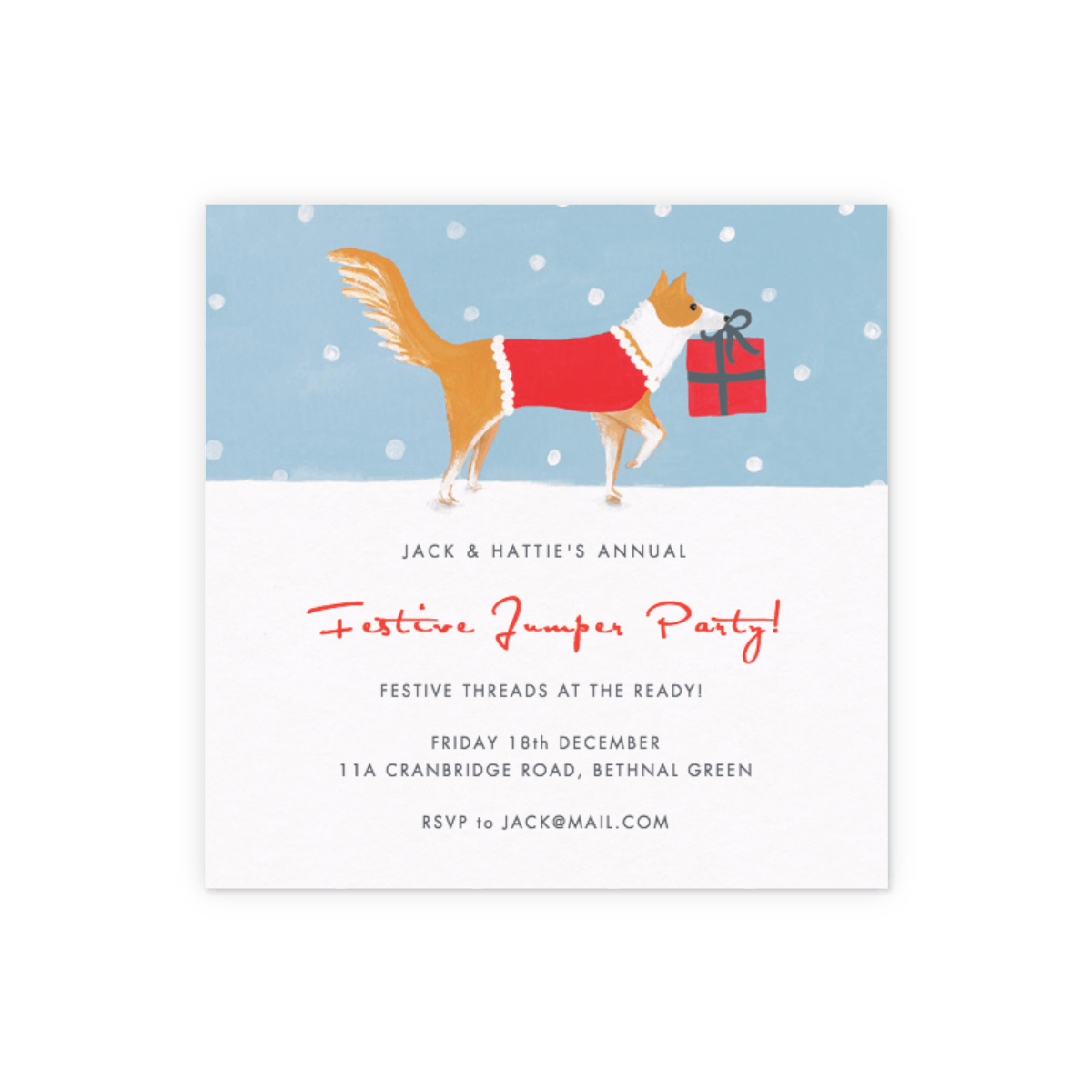 Christmas Collie Party Invitation Papier Christmas Collie Party Invitation