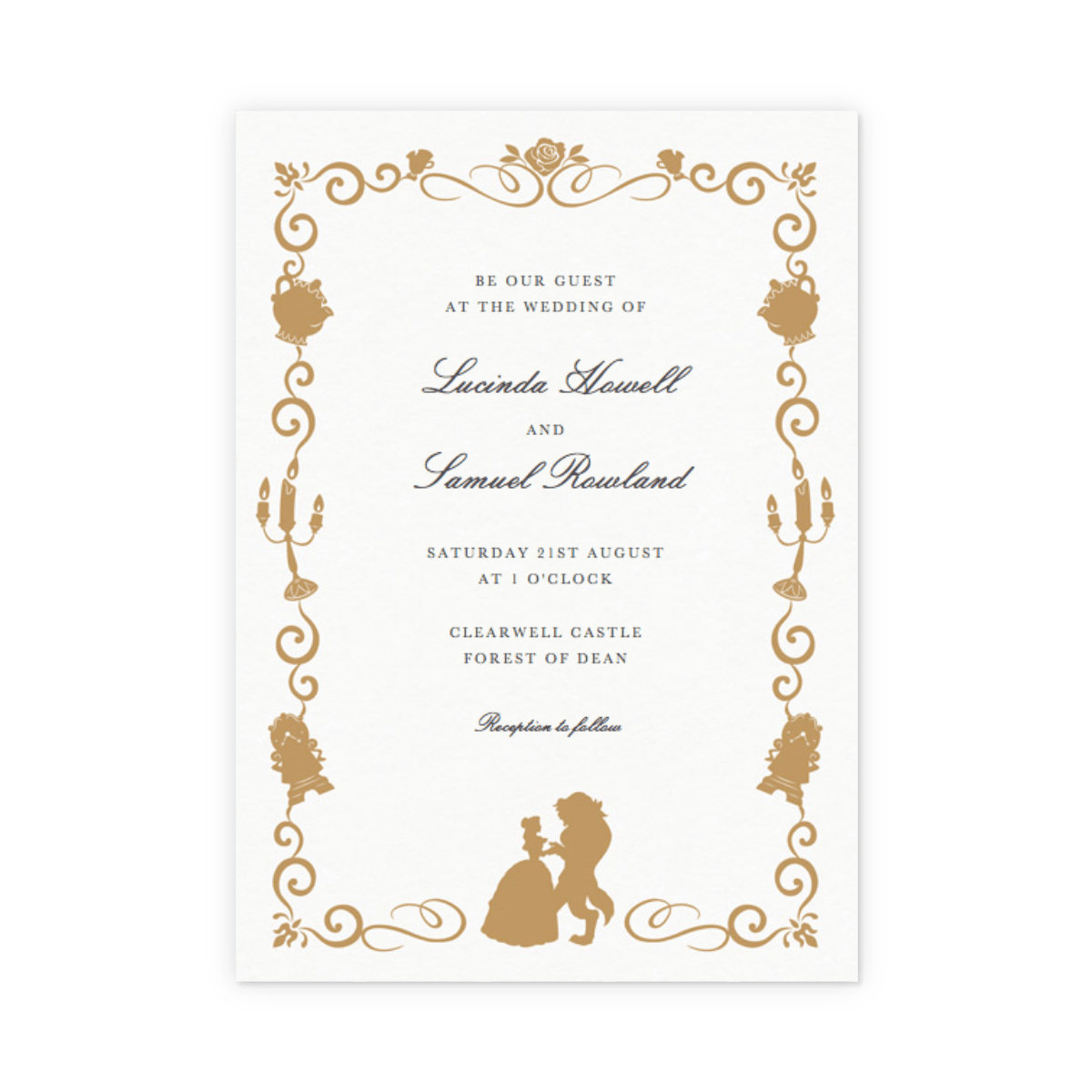 Beauty The Beast Gold Wedding Invitation Papier